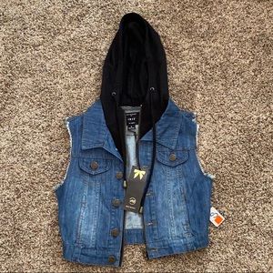 Blue Denim Vest w/ Hoodie - S